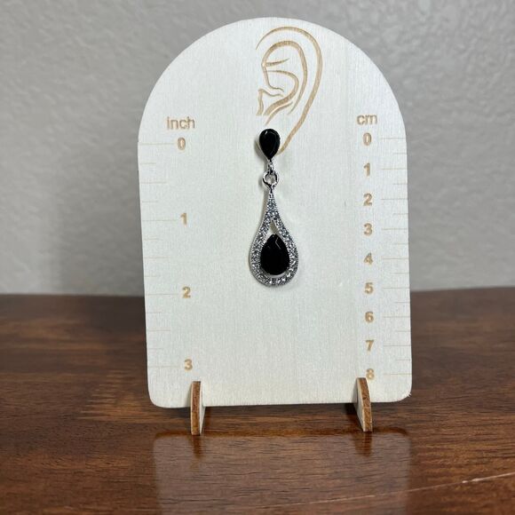 Teardrop Drop Earrings clutch back Earrings Cubic Zirconia Silver Tone Romantic - Picture 4 of 10